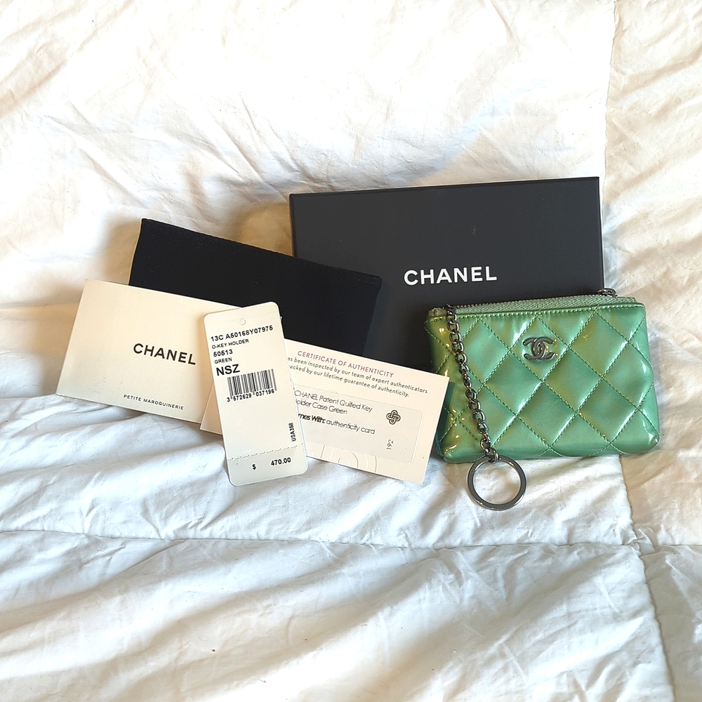 Authentic Chanel zip key holder pouch